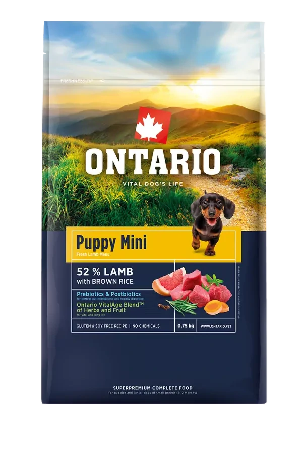 Ontario Puppy Mini Lamb & Brown Rice 0,75kg