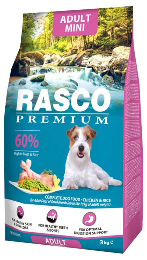 Krmivo Rasco Premium Adult Mini kuře s rýží 3kg
