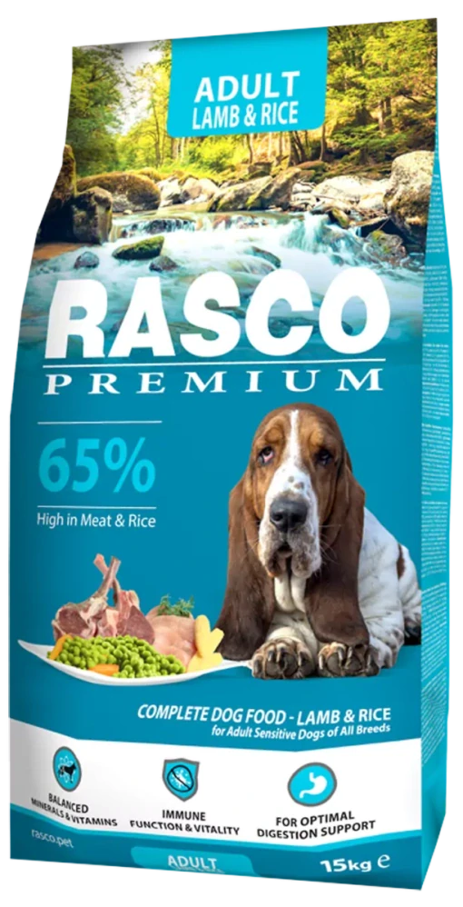 Krmivo Rasco Premium Adult jehněči s rýží 15kg