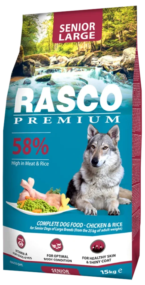 Krmivo Rasco Premium Senior Large kuře s rýží 15kg