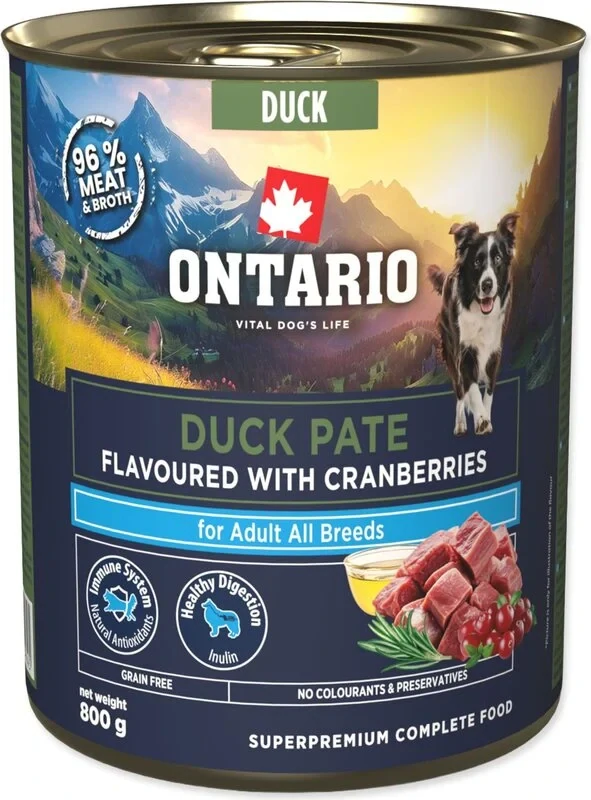 Konzerva Ontario Adult kachní paté s příchutí brusinek 800g