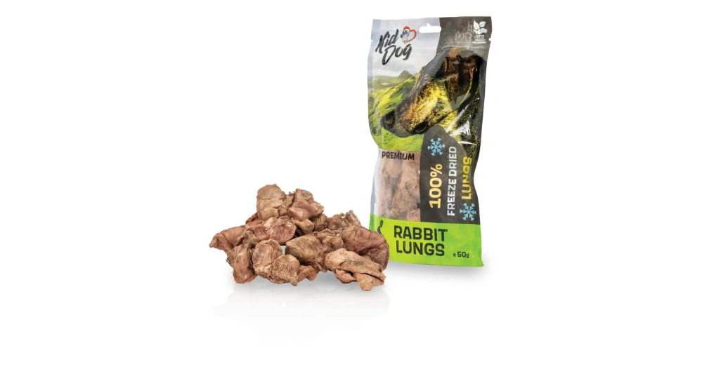 KIDDOG SUPER PREMIUM 100% králičí plíce v celku sušené mrazem 50g