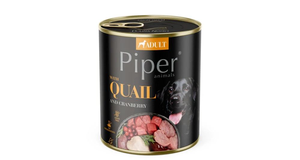 Konzerva Piper Dog s křepelkou a brusinkami 800g