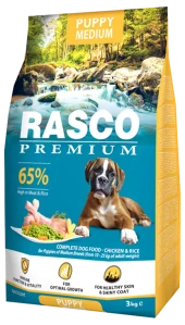 Krmivo Rasco Premium Puppy Medium kuře s rýží 3kg