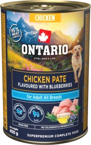 Konzerva Ontario Adult kuřecí pate s příchutí borůvek 400g