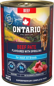 Konzerva Ontario Adult hovězí pate s příchutí spiruliny 400 g