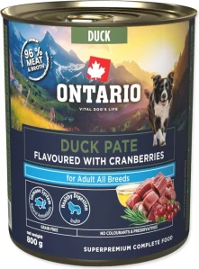 Konzerva Ontario Adult kachní paté s příchutí brusinek 800g