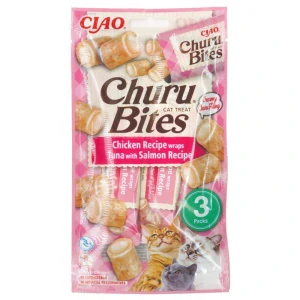 Churu Cat Bites Chicken wraps &Tuna Salmon Puré 3x10g