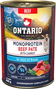 Konzerva Ontario Adult Monoprotein hovězí paté s mrkví 400g