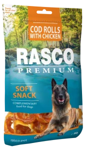 Pochoutka Rasco Premium treska obalená kuřecím, rolky 80g
