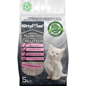 Kitty Max hrudkující bezprašný bílý bentonit Baby Powder 5 l