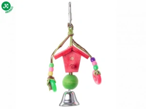 Hračka budka dřevěná s rolničkou 13cm