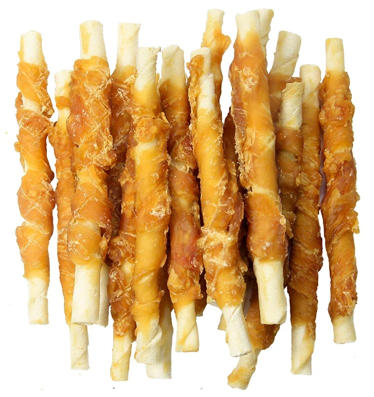 Pochoutka Rasco Premium buvolí kůže obalená kuřecím, tyčinky 230g