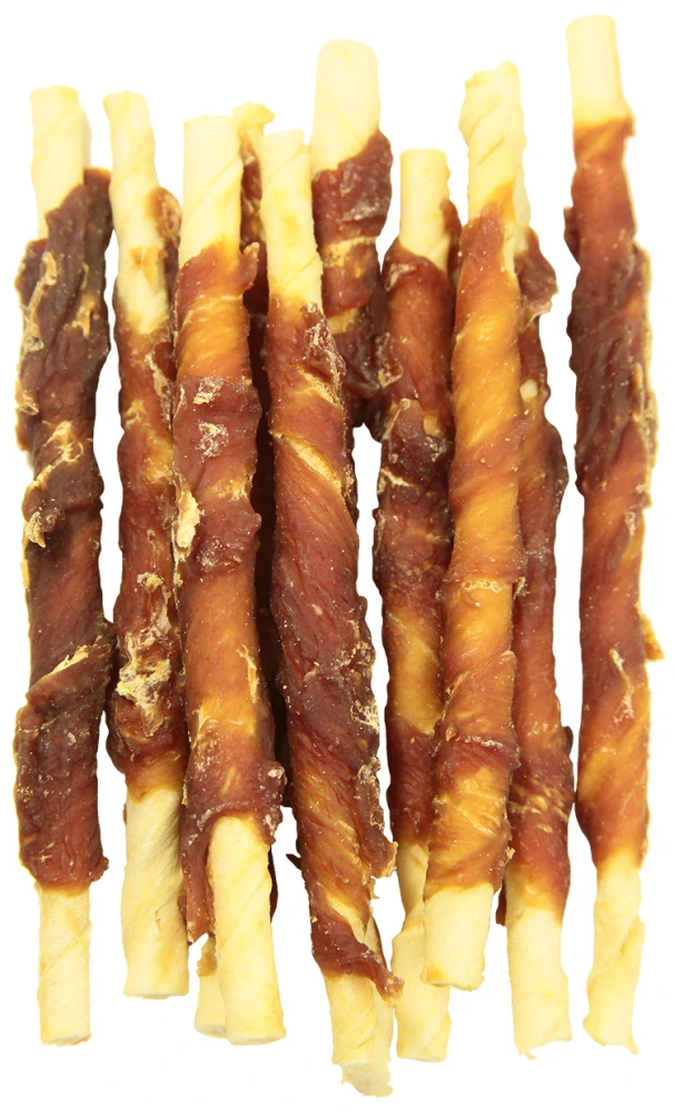 Pochoutka Rasco Premium buvolí kůže obalená kachním, tyčinky 80g